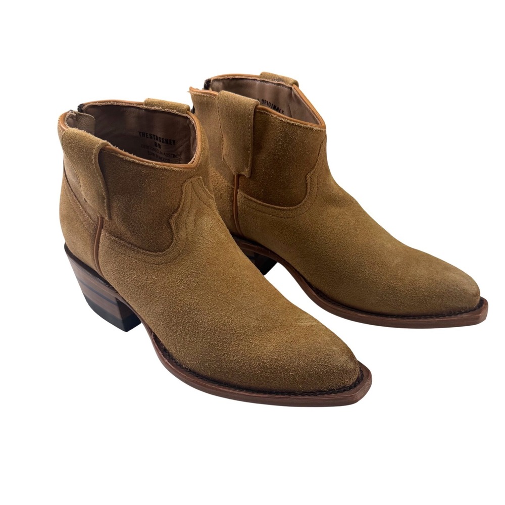 Alvies The Stassney Suede Ankle Boots Tan Zip Women's Size 6 Westerncore‎